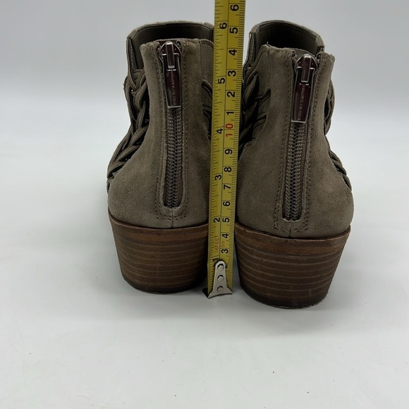 Vince Camuto women US 11 PRESTETTA gray tan ankle booties leather upper braided - Picture 5 of 11